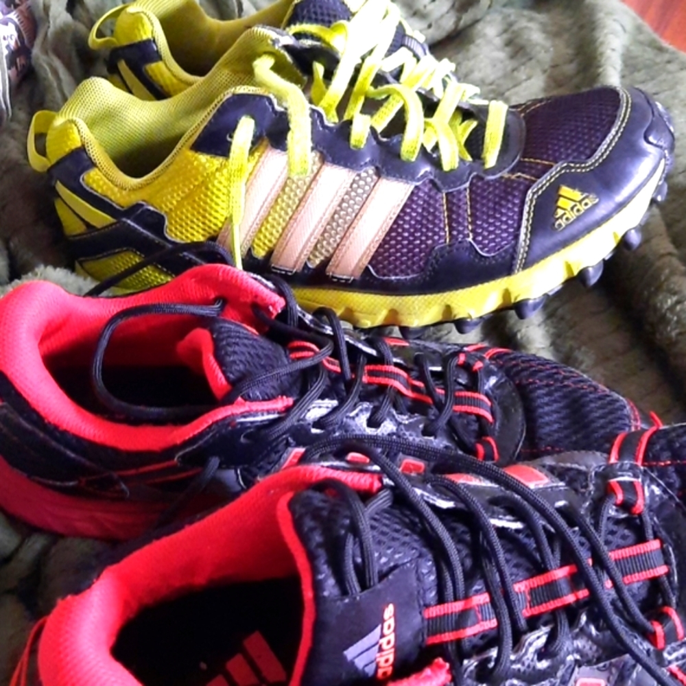 2 pair Adidas! Great Condition! Adidas running shoes Men's 9, 8.5,  comfortable!
